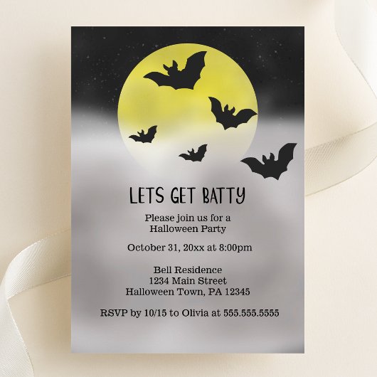 Invitation Fête de l'Halloween Batty