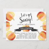 Invitation Fête de l'Halloween Citrouille de l'aquarelle effr (Devant)