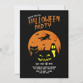 Invitation Fête de l'Halloween Citrouille effrayant Chat et F (Devant)