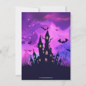 Invitation Fête de l'Halloween de la Maison hantée violet (Dos)