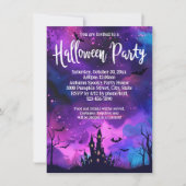 Invitation Fête de l'Halloween de la Maison hantée violet (Devant)