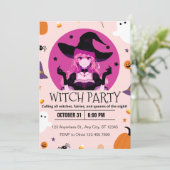 Invitation Fête de l'Halloween de sorcière (Debout devant)