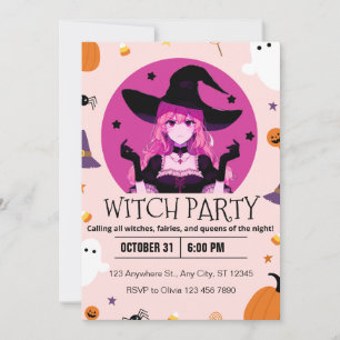 Invitation Fête de l'Halloween de sorcière