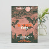 Invitation Fête de l'Halloween des chauves-souris éffrayantes (Debout devant)