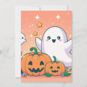 Invitation Fête de l'Halloween des mignons fantômes, Citrouil (Dos)