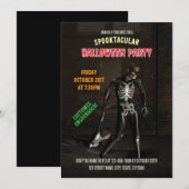 Invitation Fête de l'Halloween. Drôle Skeletons (Devant / Derrière)
