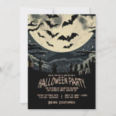 Invitation Fête de l'Halloween du fantôme de la tombe effraya (Devant)