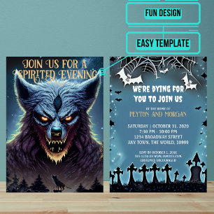Invitation Fête de l'Halloween effrayant Werewolf