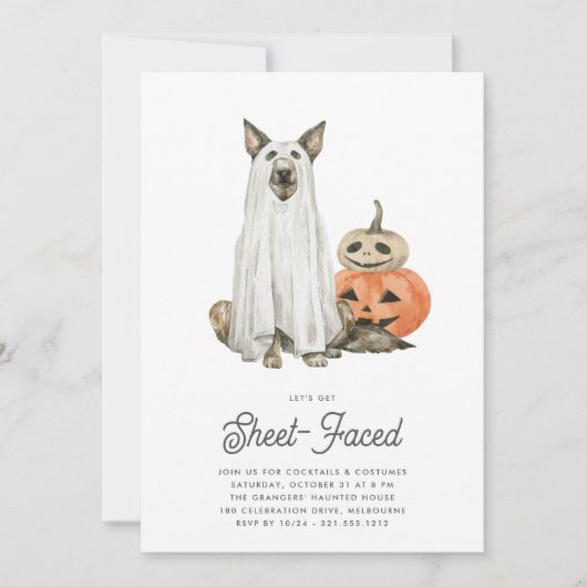 Invitation Fête de l'Halloween face à la feuille (Devant)