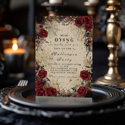 Invitation Fête de l'Halloween gothique Rose foncé