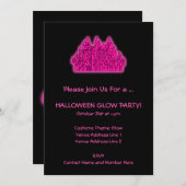 Invitation Fête de l'Halloween rose (Devant / Derrière)