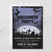 Invitation Fête de l'Halloween sorcière et lune (Devant)