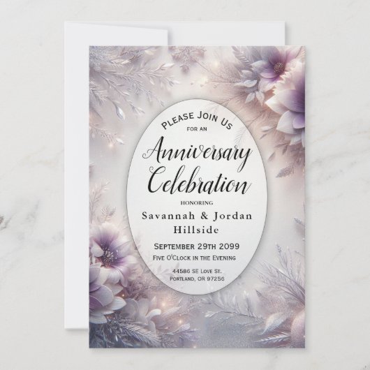 Invitation Fête de l'hiver de l'Améthyste d'argent et doux (Devant)