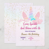 Invitation Fête de licorne (Devant / Derrière)