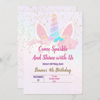 Invitation Fête de licorne