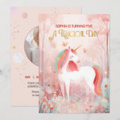 Invitation Fête de licorne de conte de fées (Devant / Derrière)