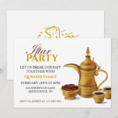 Invitation Fête de l'Iftar Café Arabe Doré Dallah & Dates (Devant / Derrière)