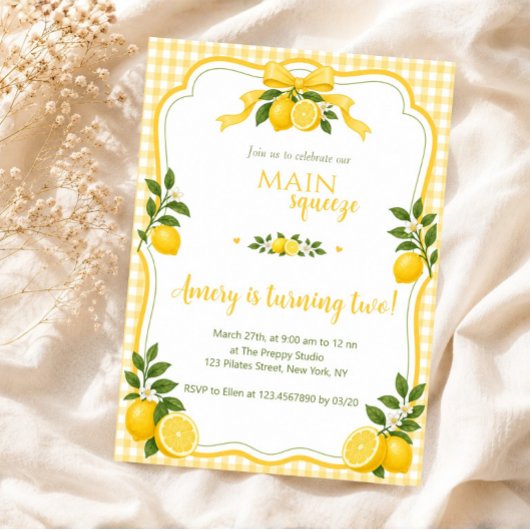 Invitation Fête de limonade Main Squeeze Anniversaire de citr