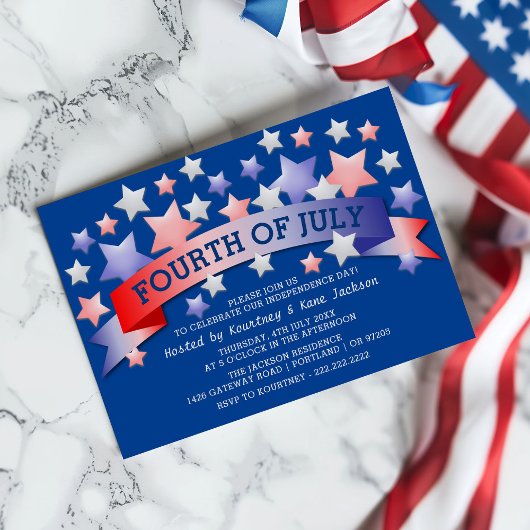 Invitation Fête de l'Indépendance | 4 JUILLET des États-Unis