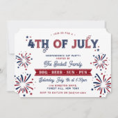 Invitation Fête de l'Indépendance 4 juillet tendance (Devant)