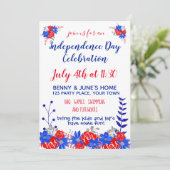 Invitation Fête de l'Indépendance Aquarelle Florale (Debout devant)