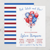 Invitation Fête de l'Indépendance, Ballons, Baby shower (Devant / Derrière)