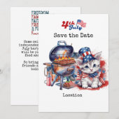 Invitation Fête de l'Indépendance du 4 juillet avec un chat (Devant / Derrière)