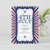 Invitation Fête de l'Indépendance du 4 juillet étoiles et ban (Debout devant)