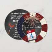 Invitation Fête de l'Indépendance du 4 juillet sur tableau no (Devant / Derrière)