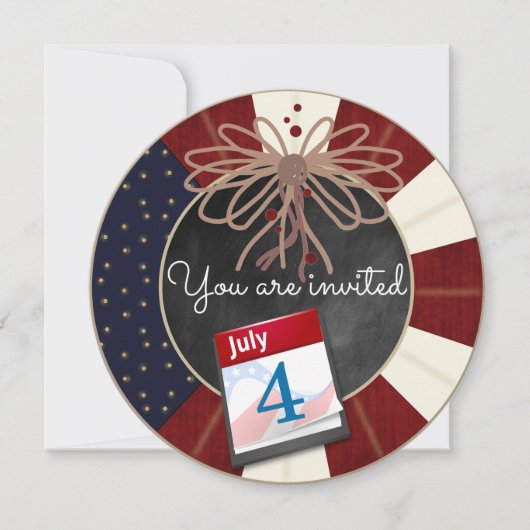 Invitation Fête de l'Indépendance du 4 juillet sur tableau no (Devant)