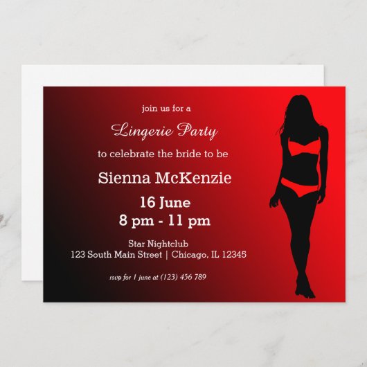 Invitation Fête de lingerie (Devant / Derrière)