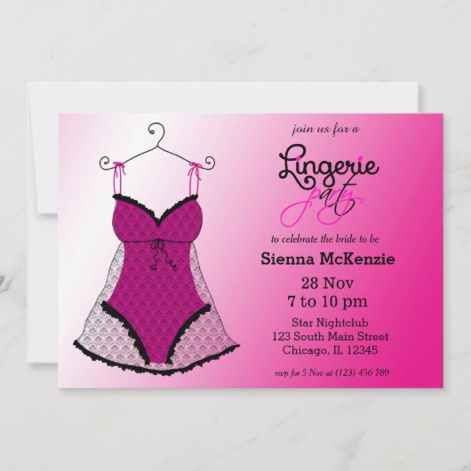 Invitation Fête de lingerie (Devant)