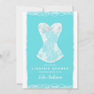 Invitation Fête de lingerie de vacances Aqua Bleu et Blanc