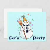 Invitation Fête de l'invitation de Snowman - Blanc à l'intéri (Devant / Derrière)