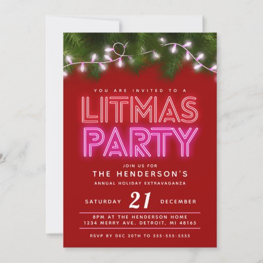 Invitation Fête de Litmas drôle de fête de Noël (Devant)
