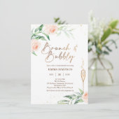 Invitation Fête de l'mariée à bulles de brunch rose or (Debout devant)