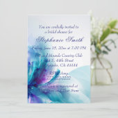 Invitation Fête de l'mariée à fleurs Abstraites bleue et viol (Debout devant)
