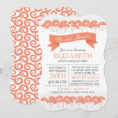 Invitation Fête de l'mariée à parapluie de Corail moderne (Devant / Derrière)