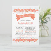 Invitation Fête de l'mariée à parapluie de Corail moderne (Debout devant)