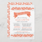 Invitation Fête de l'mariée à parapluie de Corail moderne (Devant / Derrière)