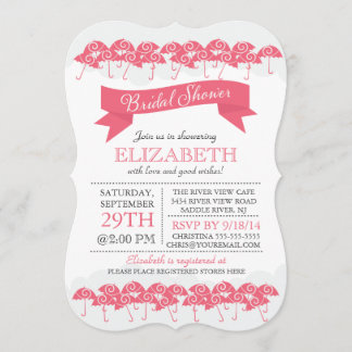 Invitation Fête de l'mariée à parapluie rose moderne