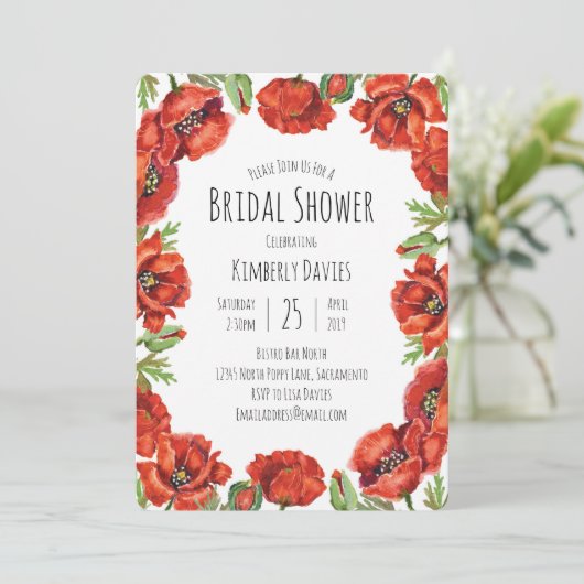 Invitation Fête de l'mariée à points polka rouge (Debout devant)