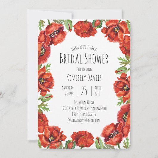 Invitation Fête de l'mariée à points polka rouge (Devant)