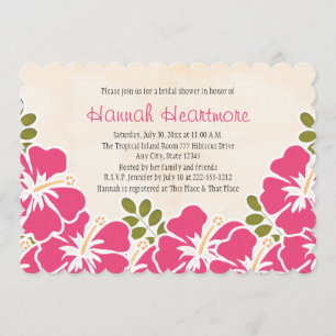 Invitation Fête de l'mariée à thème Fuchsia Hibiscus Hawaiian
