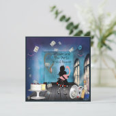 Invitation Fête de l'mariée Alice et Pink Flamant rose Wonder (Debout devant)