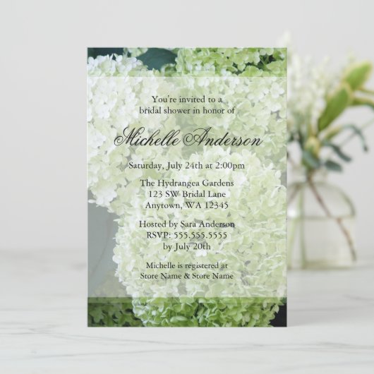 Invitation Fête de l'mariée Annabelle Hydrangeas (Debout devant)