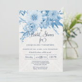 Invitation Fête de l'mariée Aquarelle Marine Bleu et Flore bl (Debout devant)