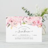 Invitation Fête de l'mariée, Aquarelle Pale Pink Peonies (Debout devant)