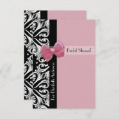 Invitation Fête de l'mariée au ruban rose Damask de Paris (Devant / Derrière)