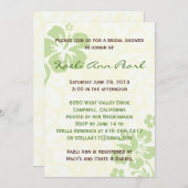 Invitation Fête de l'mariée aux fleurs de plage - Vert (Devant / Derrière)